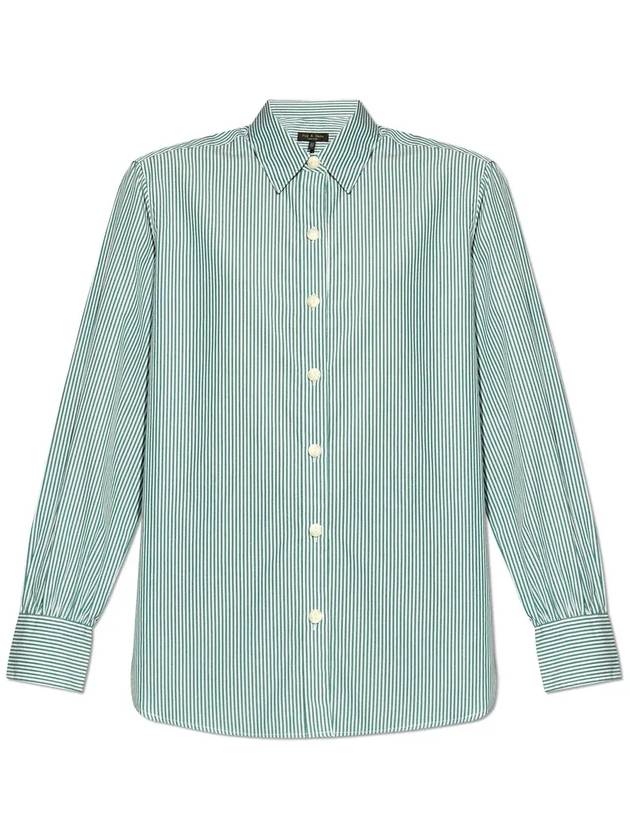 Rag & Bone 클래식 스트라이프 버튼업 탑 WAW23SA041ZE410_GREENSTRP
