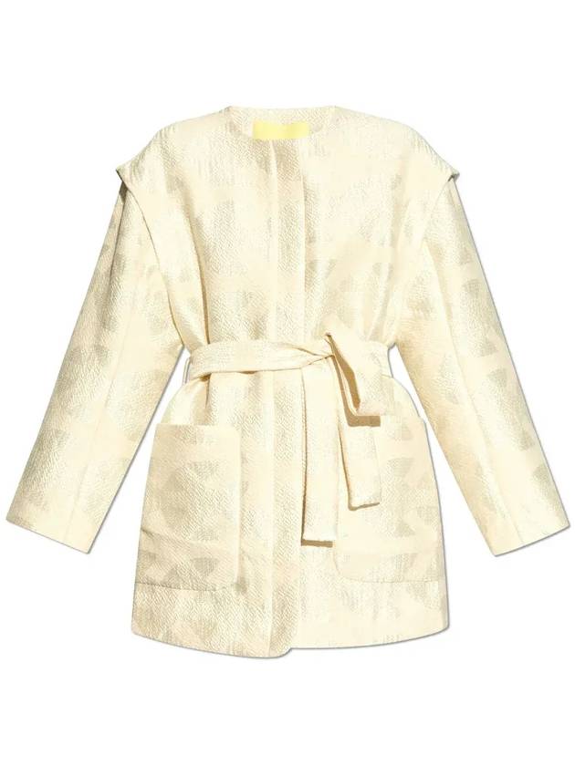 문테 텍스처드 벨티드 랩 재킷 2421501242010_CREME