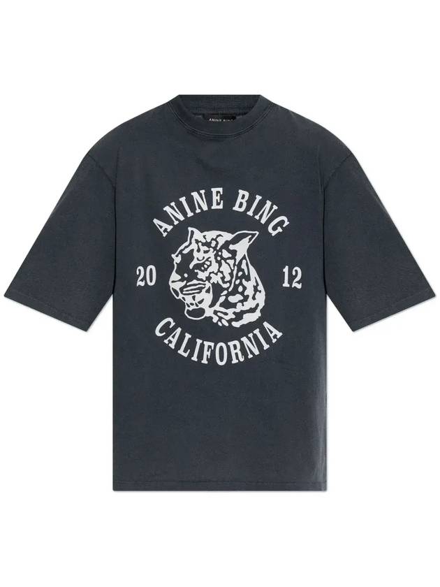 아니네 빙 프린트 그래픽 티셔츠 A0810922BLK50_WASHEDCHARCOAL