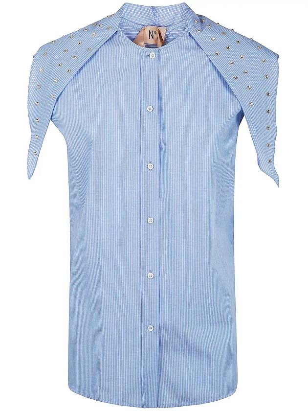 N°21 장식 스트라이프 탑 G1011527_RD11LIGHTBLUEWHITE