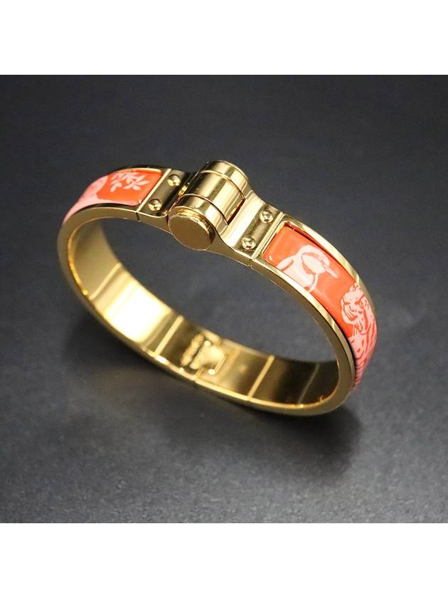 Hermes 에르메스 에나멜 프린트 금장 Equateur 힌지 브레이슬릿 여성 팔찌