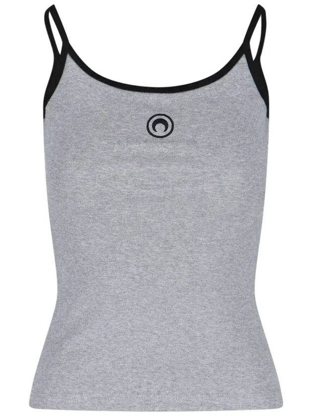 Marine Serre 콘트라스트 트림 문 로고 리브 탱크 탑 WTT029ACJER0008_GR50