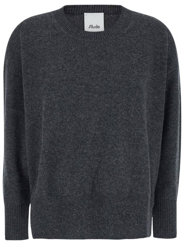 ALLUDE Grey Crewneck Sweater with Dropped Shoulders in Cashmere Woman 2451111184