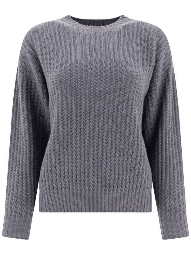 페세리코 울 실크 캐시미어 루렉스 니트탑 그레이