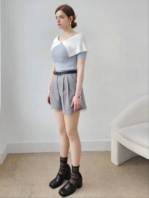 오간자 포인트 숏팬츠ㅡ2컬러 oganza point short pants