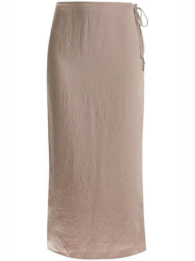 Ruffled Satin Midi Skirt With