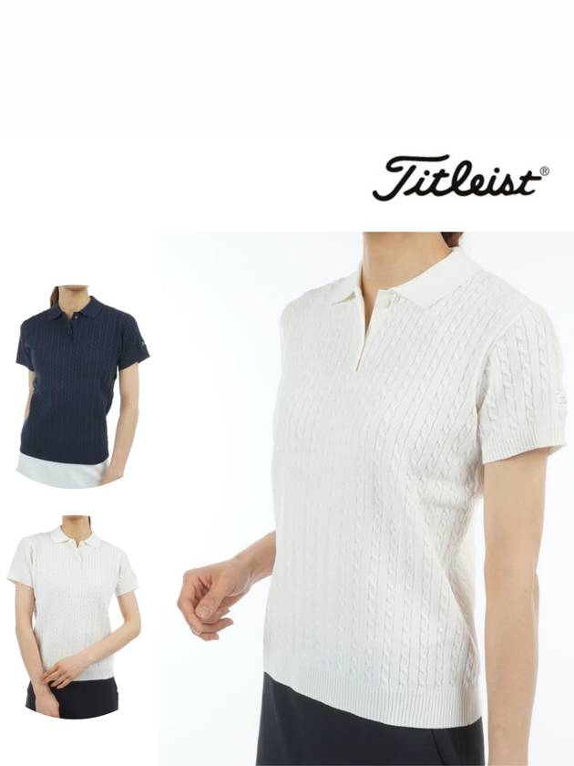 타이틀리스트 여성용 케이블 카라티 니트 티셔츠 2025년 여성골프웨어 TMPWK532J