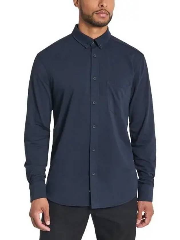 케네스콜 맨즈 슬림핏 플레인 화이트 퍼포먼스 긴팔 롱슬리브 버튼다운 셔츠 네이비 9864666
