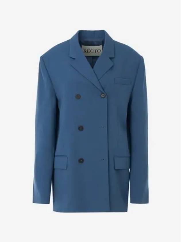 렉토 우먼 Cesare 더블 브레스티드 테일러드 자켓 스모크 블루 Recto Women Cesare Double Breasted Tailored Jacket Smoke Blue