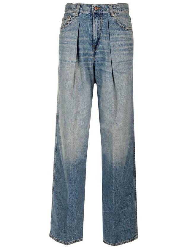 하이쿠레 캔디 로고 패치 와이드 레그 진