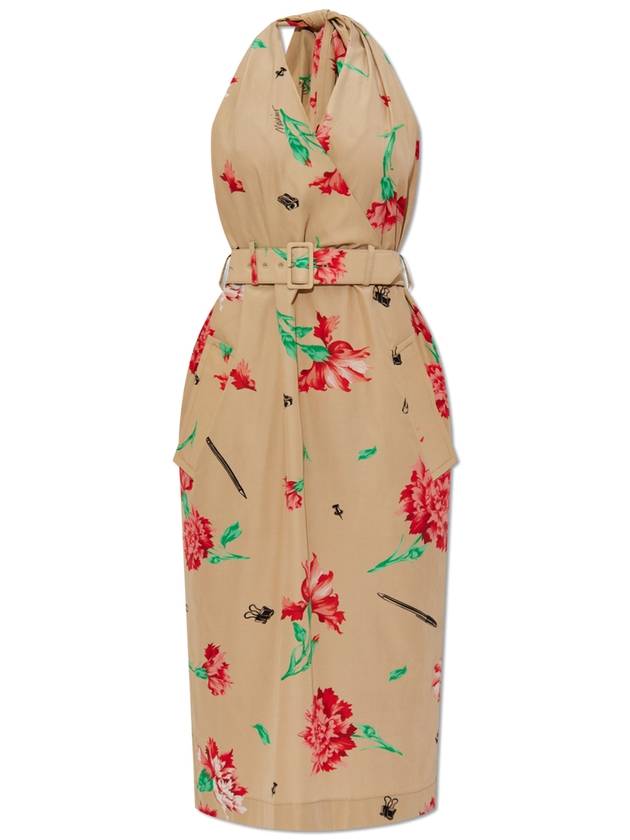 Moschino Dress With Floral Motif  Women's  Beige
