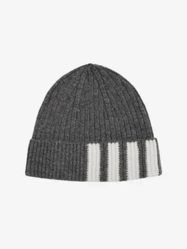 톰브라운 립드 비니 미디움 그레이 Thom Browne Ribbed Beanie Medium Grey