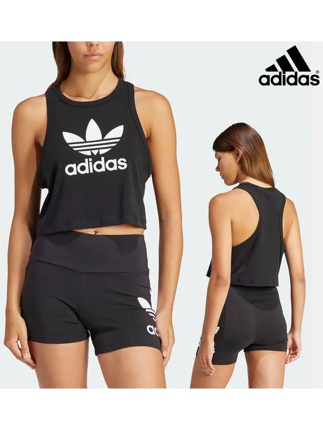 아디다스 여성 트레포일 탱크 탑 나시 티셔츠 블랙