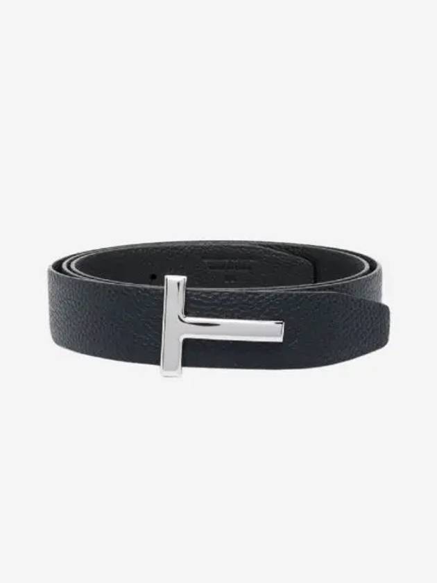 톰포드 레더 리버시블 버클 T 벨트 다크 네이비 블랙 Tom Ford Leather Reversible Buckle T Belt Dark Navy Black