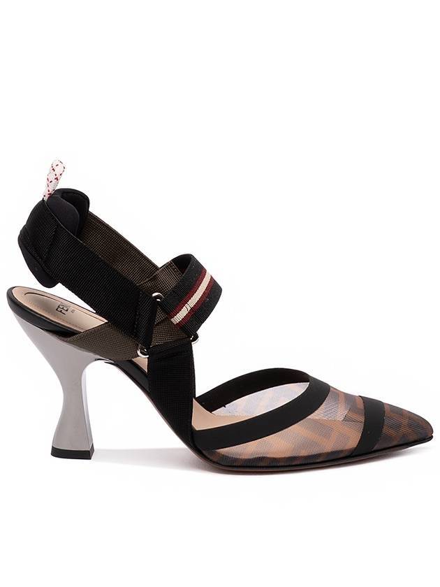 펜디 콜리브리 테크니컬 메쉬 슬링백 힐 브라운