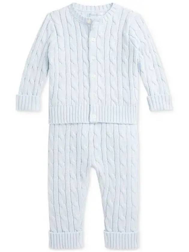 키즈 폴로 랄프로렌 베이비 키즈 코튼 케이블 니트 가디건 & 팬츠바지 세트 블루 10376120