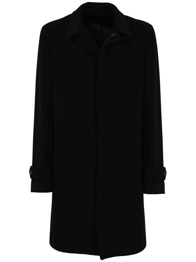 Lardini 5-Button Trench Coat In Black Wool