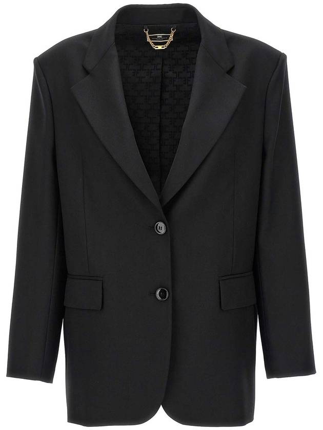 Elisabetta Franchi Double-Breasted Wool Blazer