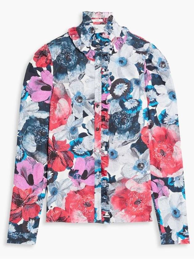NB07 에르뎀 여성 셔츠 Ruffled floral print cotton poplin shirt 1647597322198995