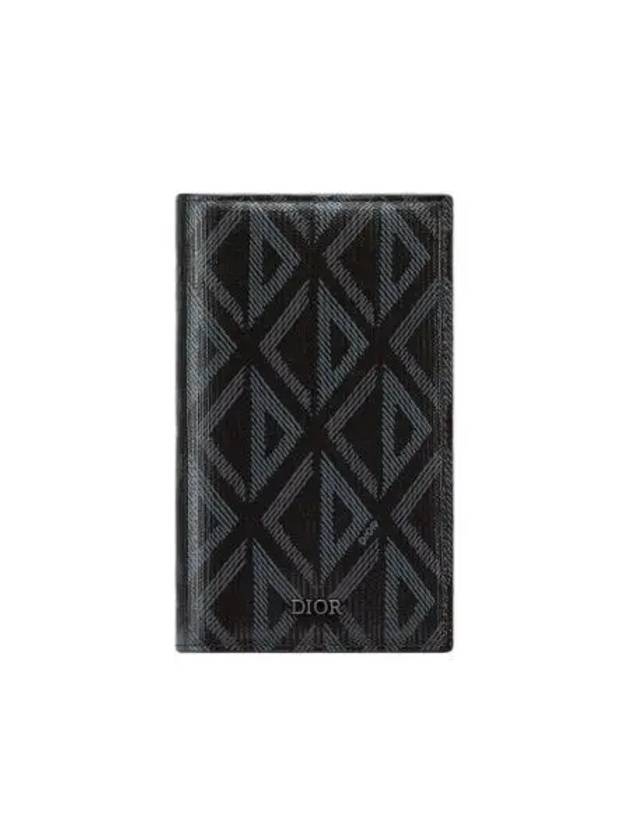 디올 롱 BI 폴드 카드 홀더 블랙 CD 다이아몬드 캔버스 Dior Long Bi Fold Card Holder Black CD Diamond Canvas