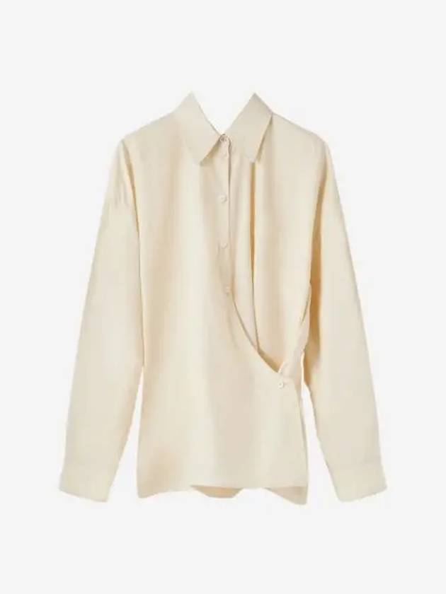 W 르메르 스트레이트 칼라 트위스트 셔츠 크림 W Lemaire Straight Collar Twisted Shirt Cream