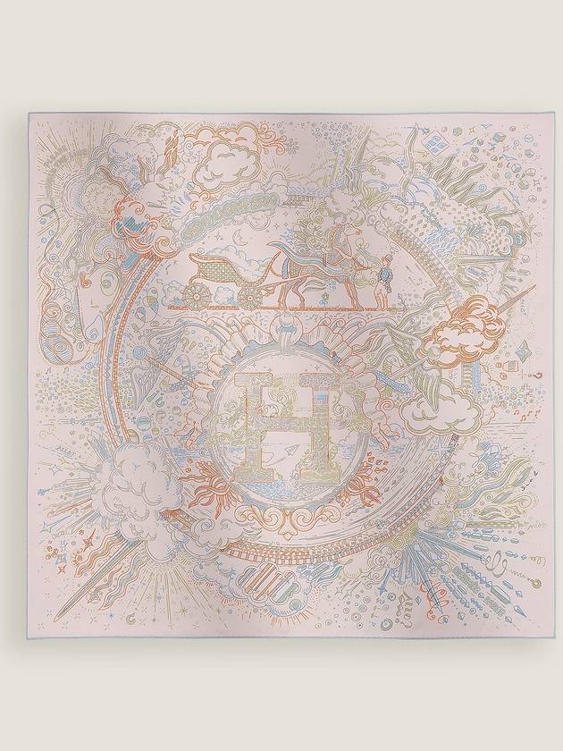 HERMES 에르메스 Please Hold The Line 90 플리스 홀더 라인 실크 까레 스카프 로즈 빨 블루 씨엘 계열 H004187S 03