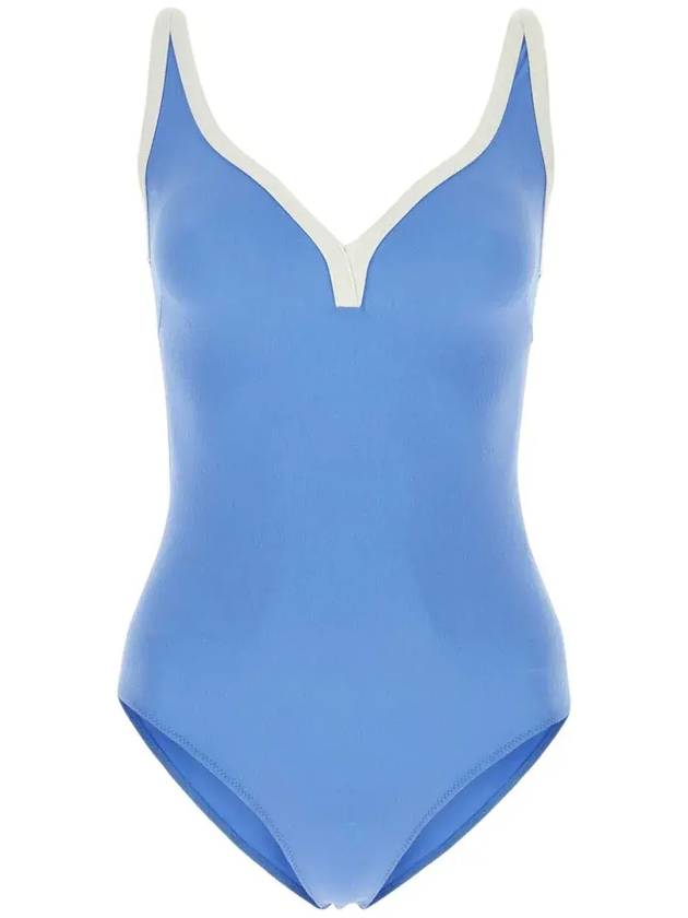 Lisa Marie Fernandez Maria 콘트라스트 트리밍 V넥 수영복 2023SP446ACCP_AZUCRECRE