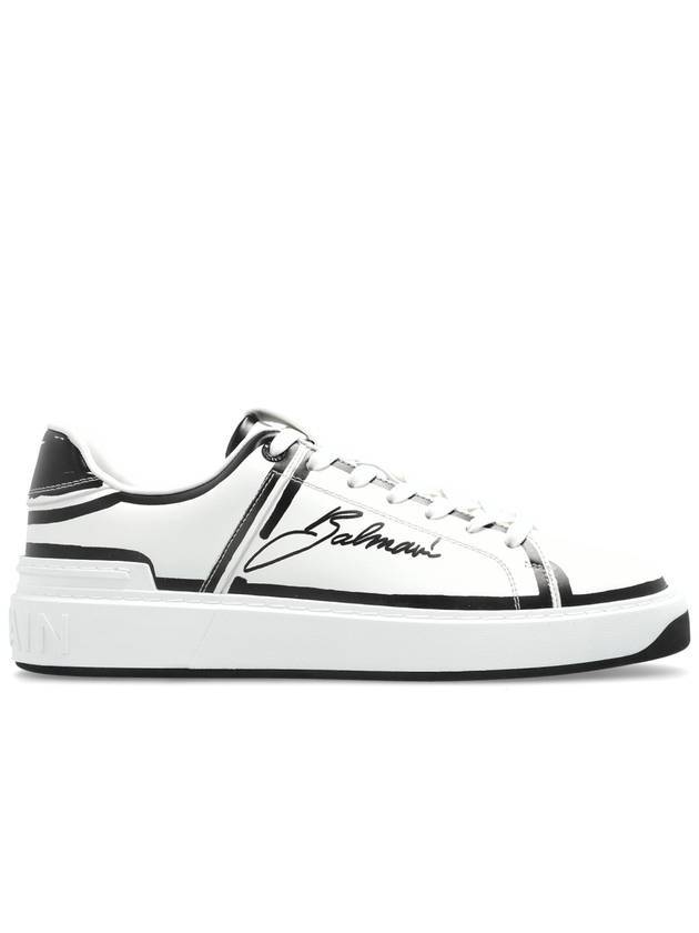 발망 B 코트 프린트 카프스킨 로우탑 스니커즈 화이트