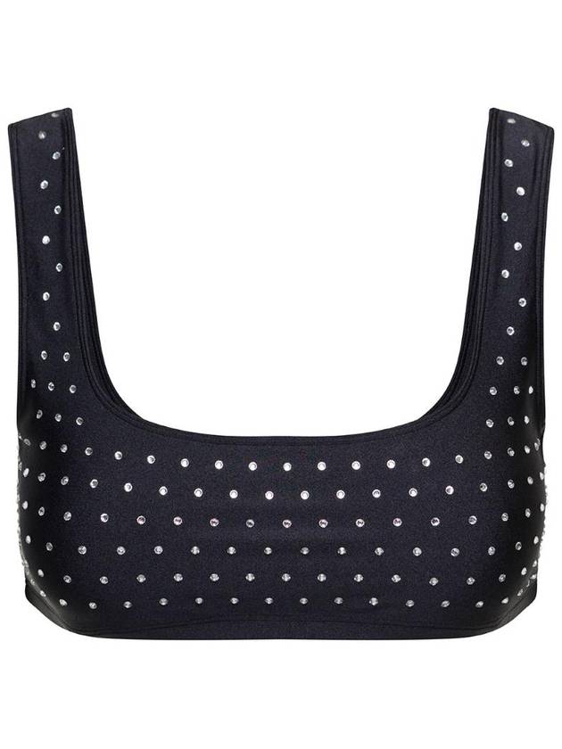 THE ANDAMANE T130727BTJP062BLACK 폴리아마이드 크리스탈 디테일 블랙 스포츠 브라 여성용