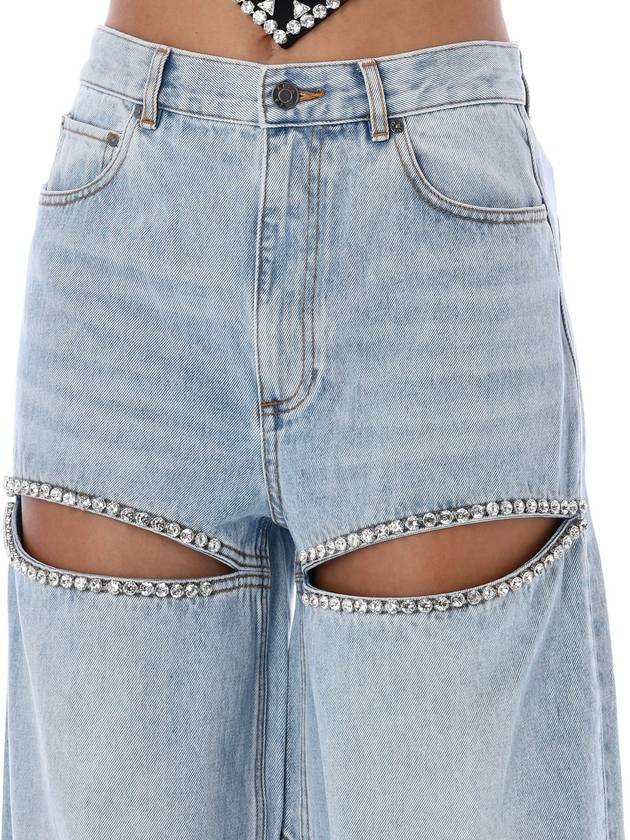 영역 장식 컷아웃 디테일 와이드 레그 진 Area Embellished Cut Out Detailed Wide Leg Jeans
