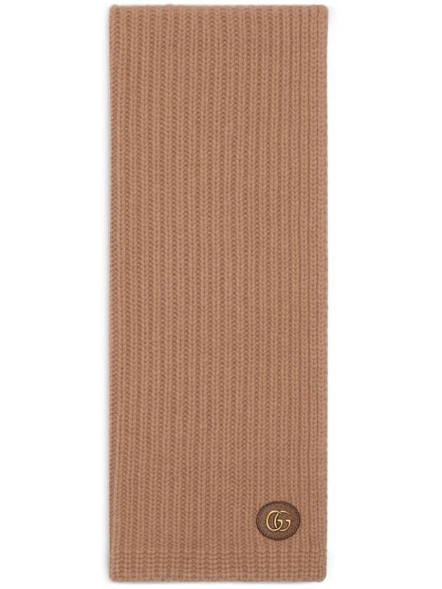 구찌 패치 울 스카프 카멜