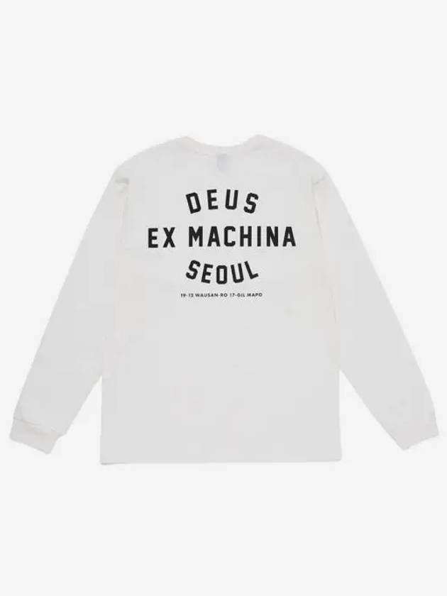 데우스 엑스 마키나 서울 컬리지 롱슬리브 티셔츠 화이트 Deus Ex Machina Seoul College Long Sleeve T Shirt White