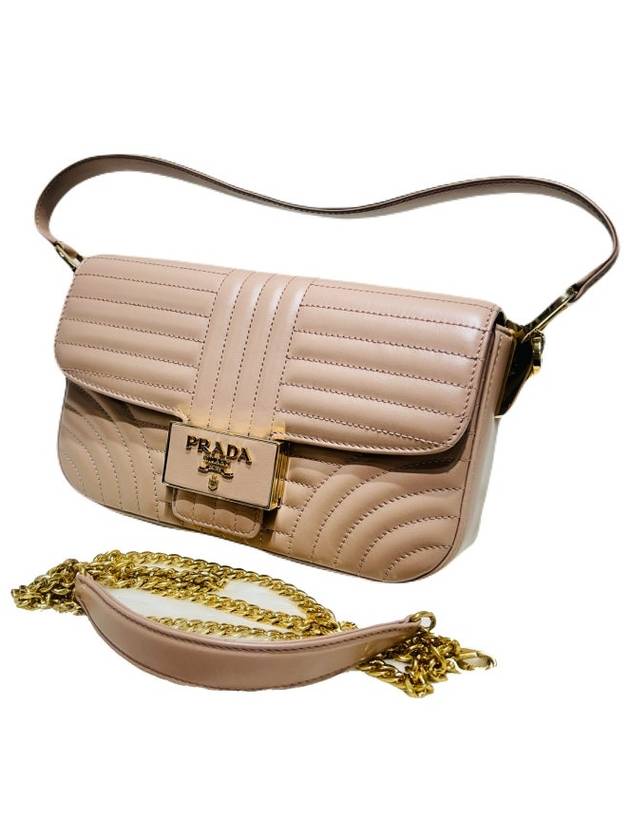 프라다 PRADA 다이어그램 핑크 로고 퀼팅 토트백 숄더백 1BD223