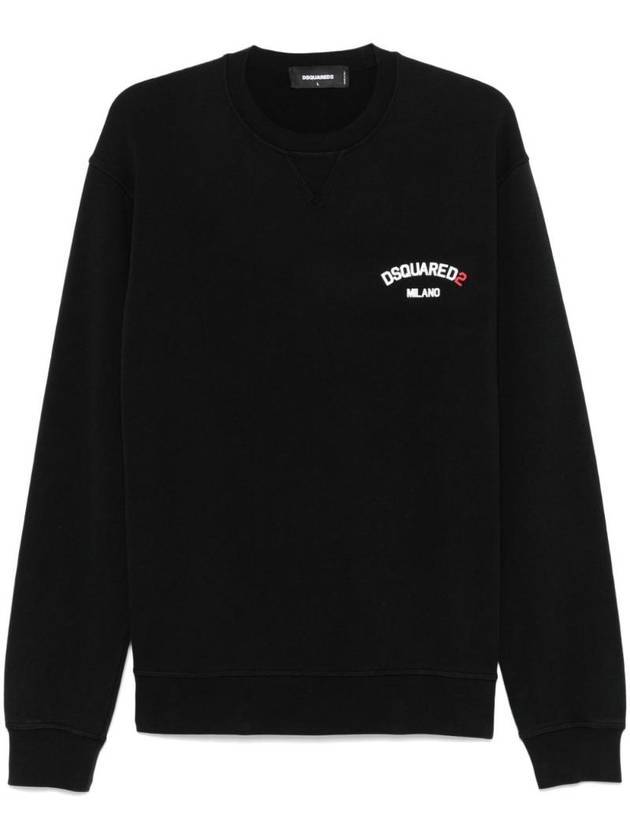 디스퀘어드2 로고 코튼 맨투맨 블랙