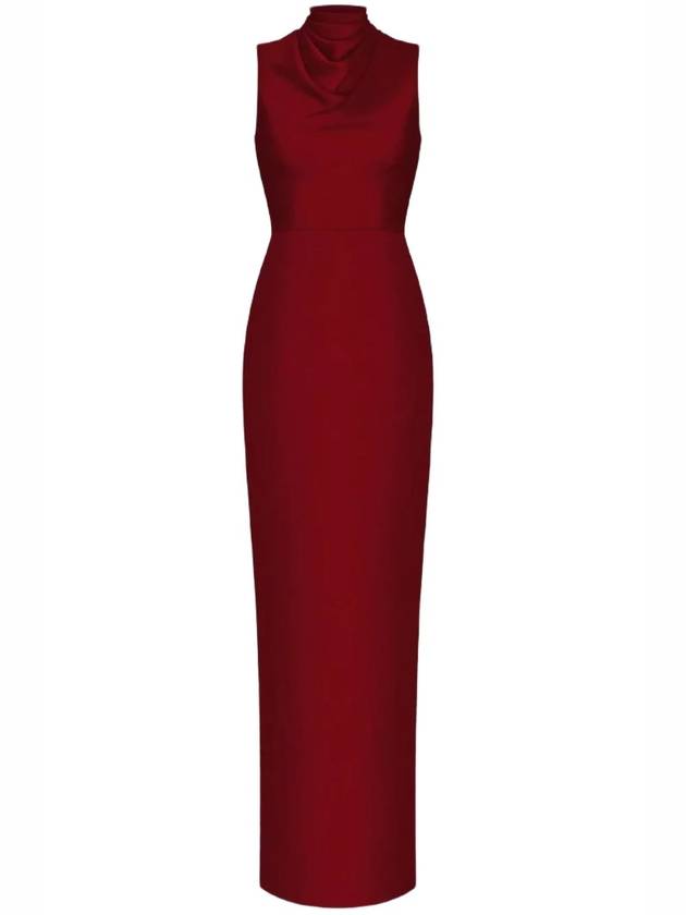 DRAPED SATIN GOWN WITH LACE BACK PANEL