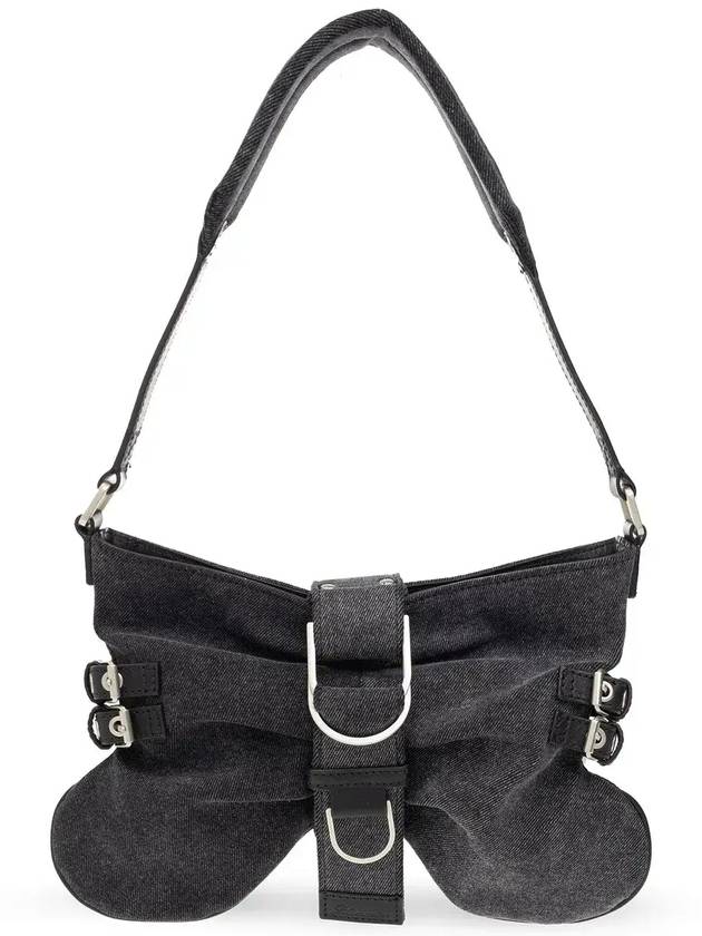 Blumarine 라지 버터플라이 버클 디테일 데님 숄더백 HW185A0_N0985