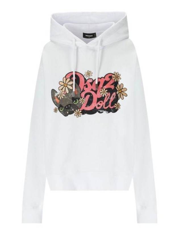 24SS 디스퀘어드2 후드 티셔츠 S75GU0514 S25551 100 WHITE