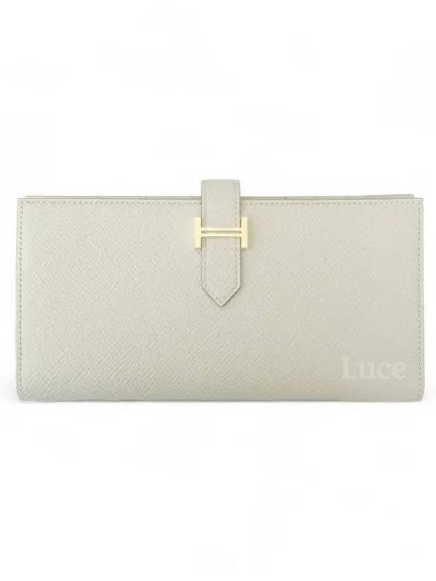 에르메스 베안 레더 장지갑 그리스 펄 금장 B각인