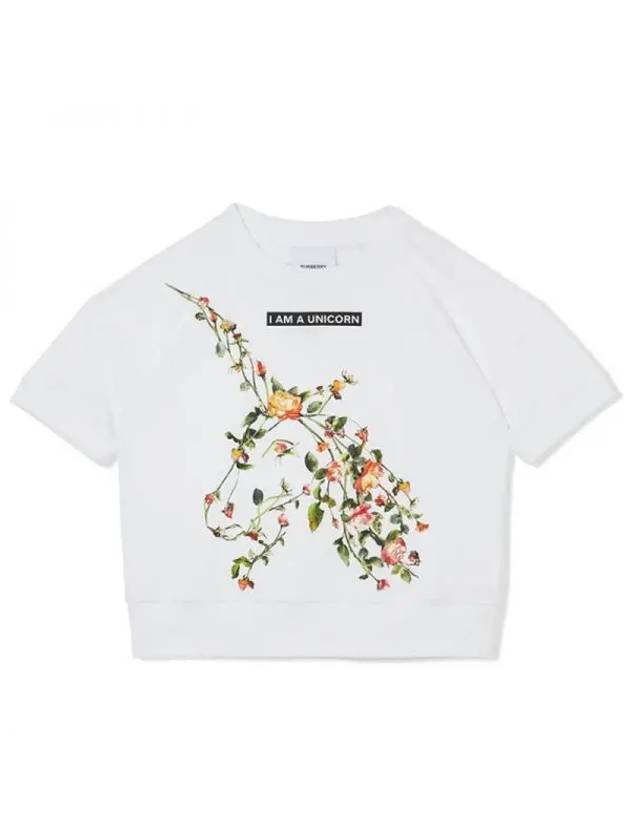 버버리 12주년 키즈 유니콘 플라워 티셔츠 화이트 8038442