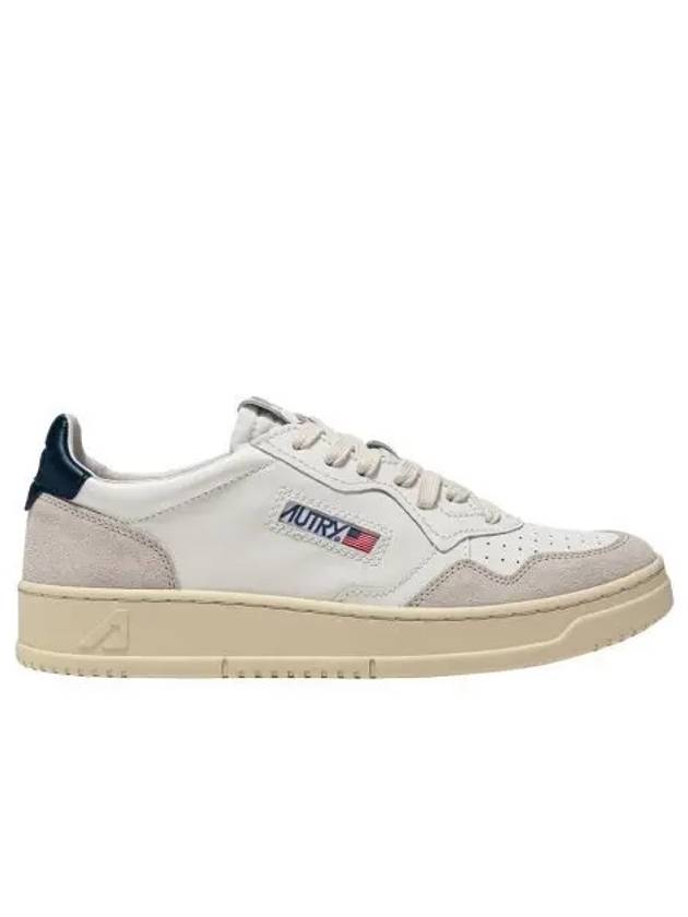 W 오트리 메달리스트 로우 레더 스웨이드 스니커즈 화이트 블루 W Autry Medalist Low Leather Suede Sneakers White Blue