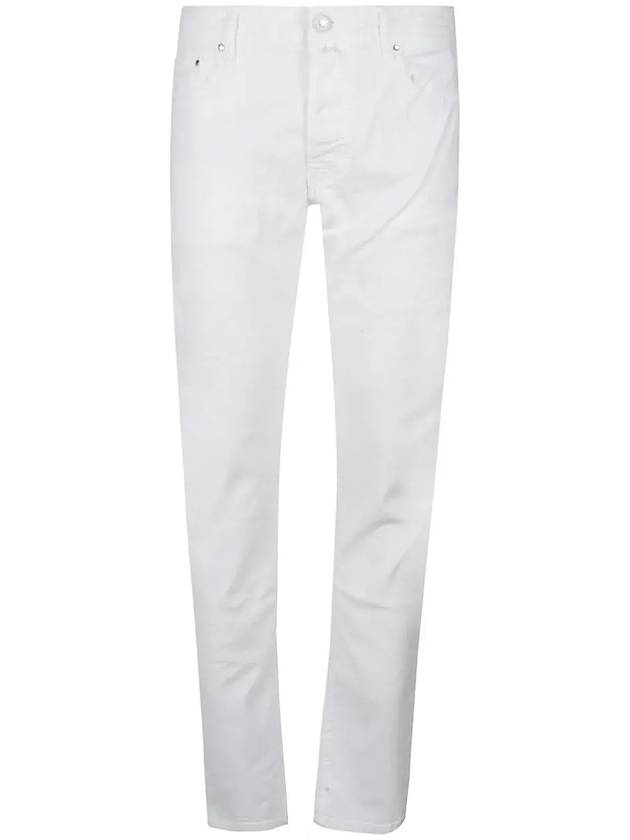 Jacob Cohen 로고 패치 슬림핏 팬츠 UMQE004036S4267_A00WHITE