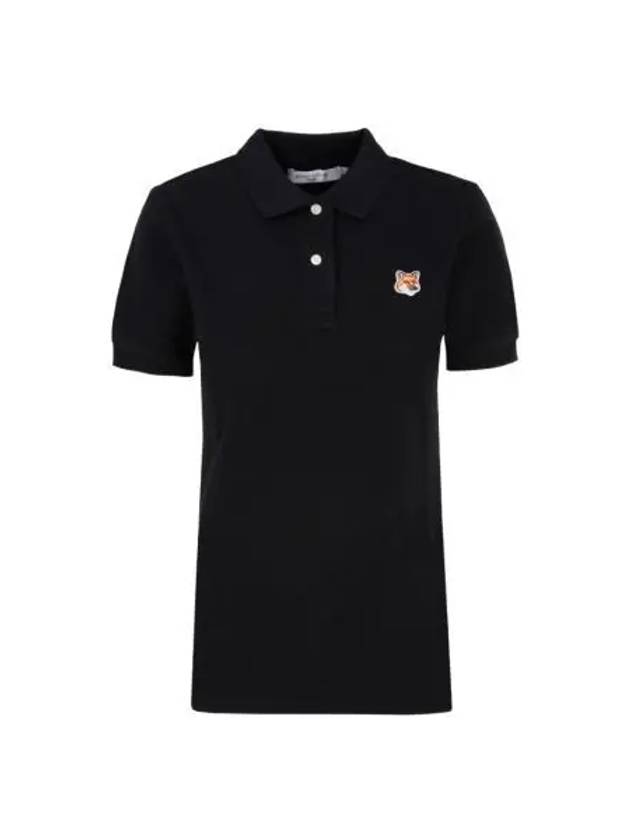 W 메종 키츠네 폭스 헤드 패치 클래식 폴로 블랙 W Maison Kitsune Fox Head Patch Classic Polo Black