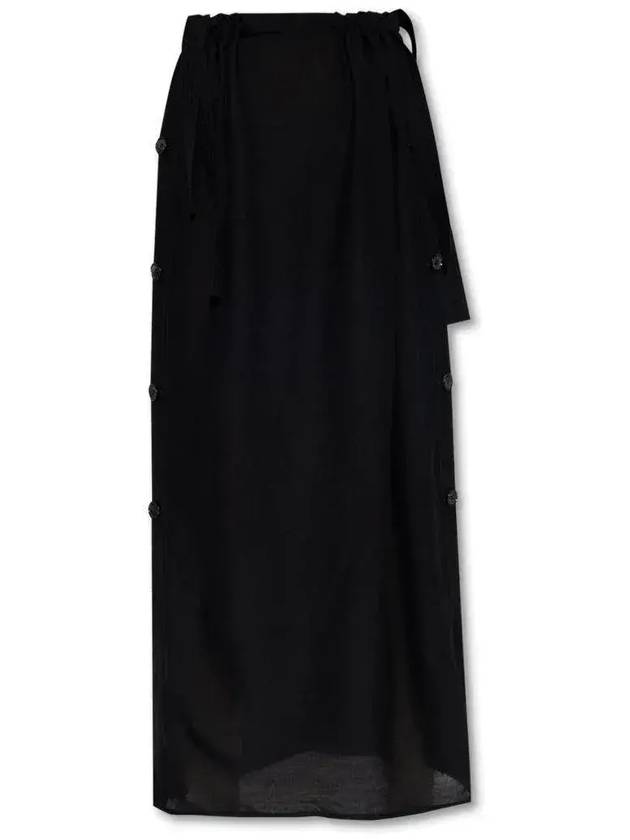 Toteme 사이드 버튼 엘라스틱 드로스트링 웨이스트 미디 스커트 2322023205_200