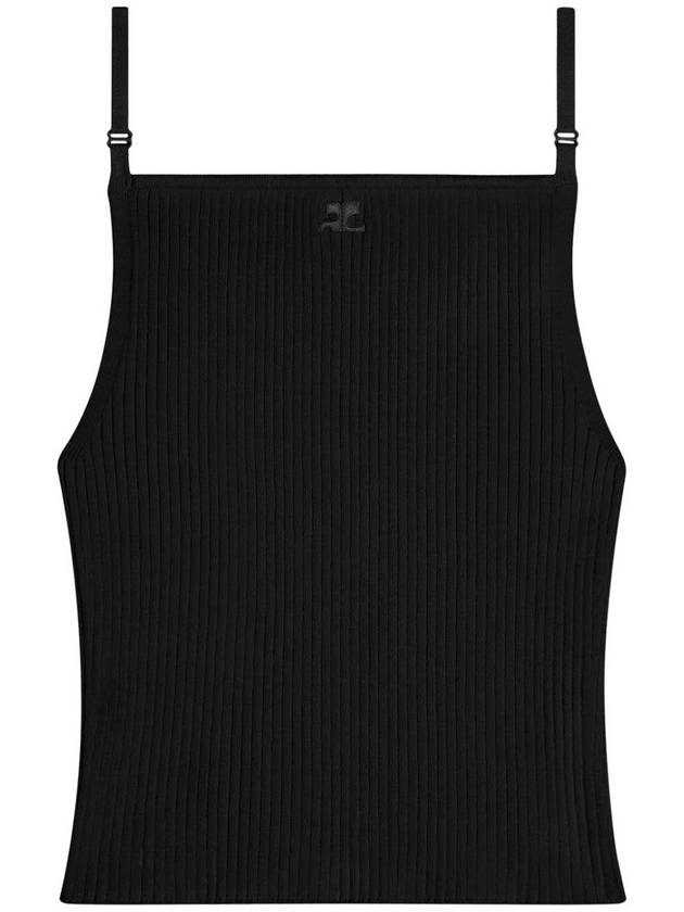 Courreges Ribbed Viscose Top With Embroidered Logo