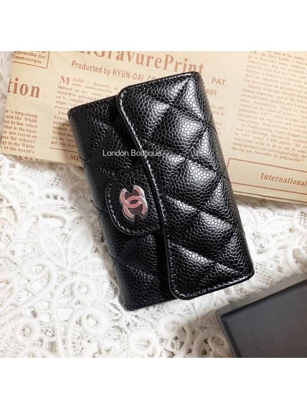 샤넬 캐비어 플랩 카드홀더 지갑 AP0214