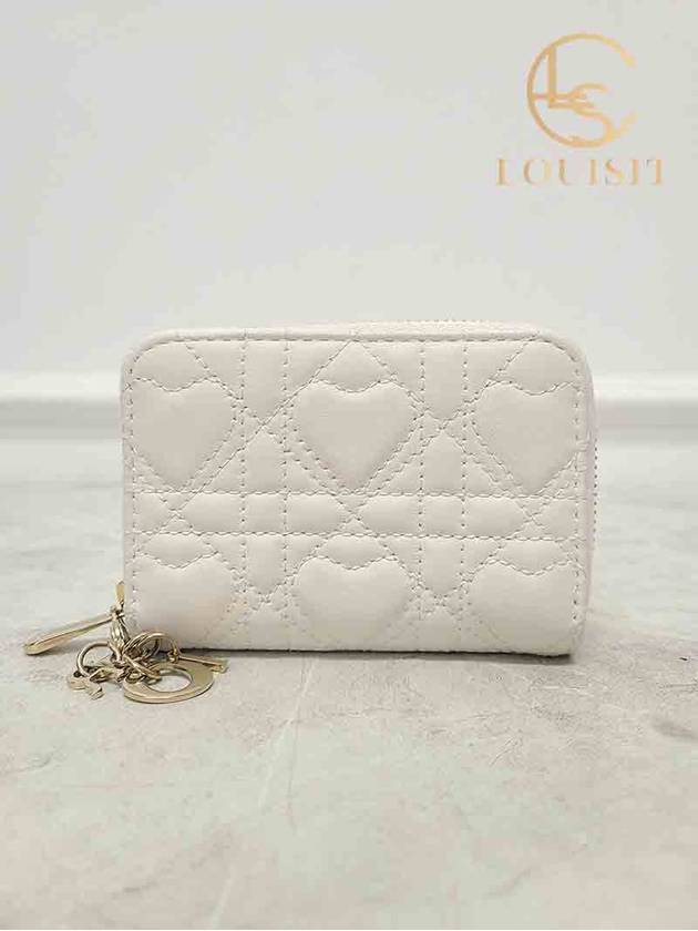 디올 라떼 화이트 레이디 디올 하트 보야저 스몰 동전 지갑