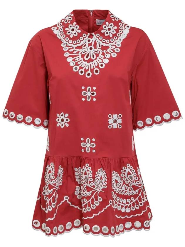 REDValentino Broderie Anglaise 반소매 블라우스 VR0AA02U5TC_B91