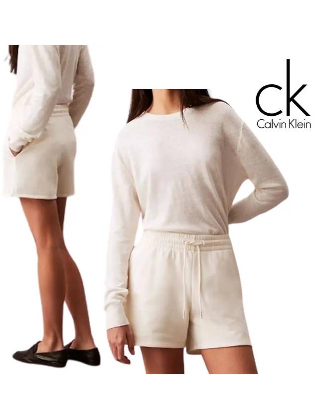 캘빈클라인 반바지 여성 프렌치 테리 쇼츠 아이보리