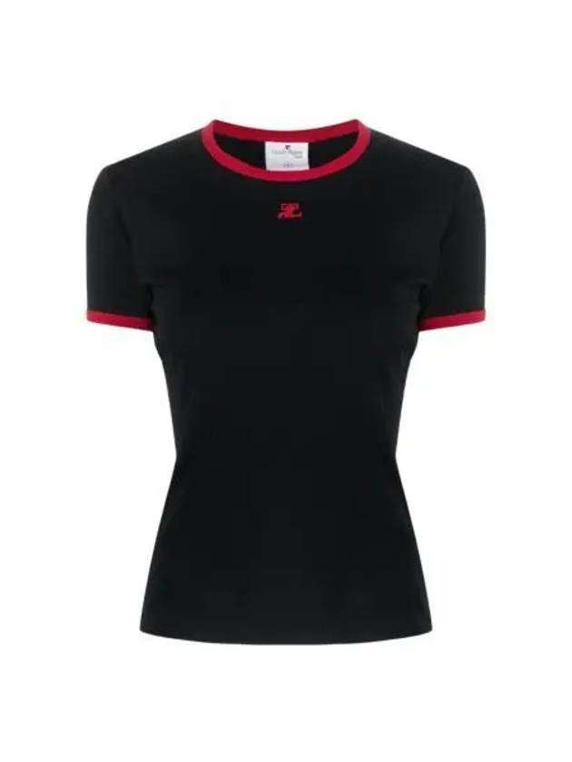 W 꾸레쥬 리에디션 콘트라스트 티셔츠 블랙 루비 W Courreges Reedition Contrast T Shirt Black Ruby