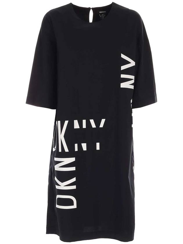 Dkny Lettering logo dress in black